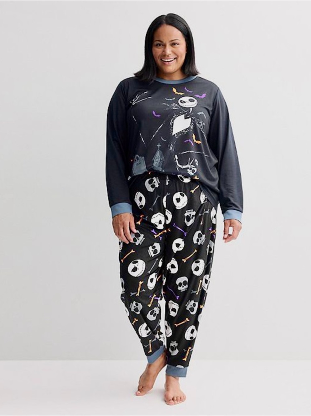 NWT! Disney The Nightmare Before Christmas Black and Gray Women's 2pc Sleep Set